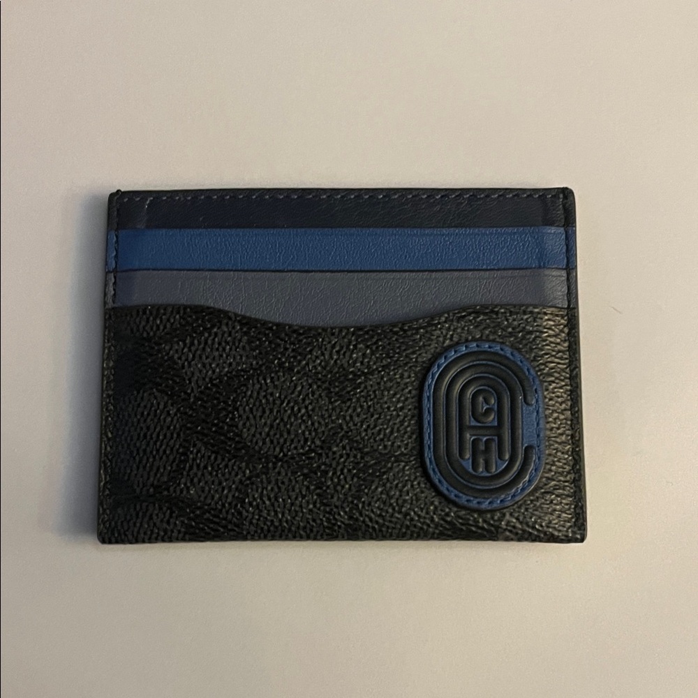 Coach Black and Blue Patterned Card Holder
